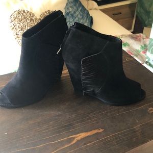 Ash Black Suede Peep-toe ankle boots